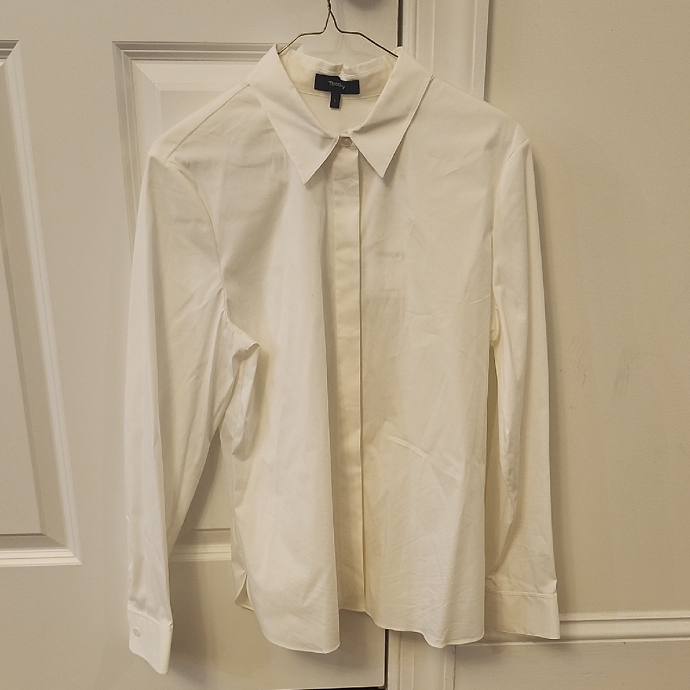 Theory Classic Fitted Shirt - White - Large - Style Number: M0104525
